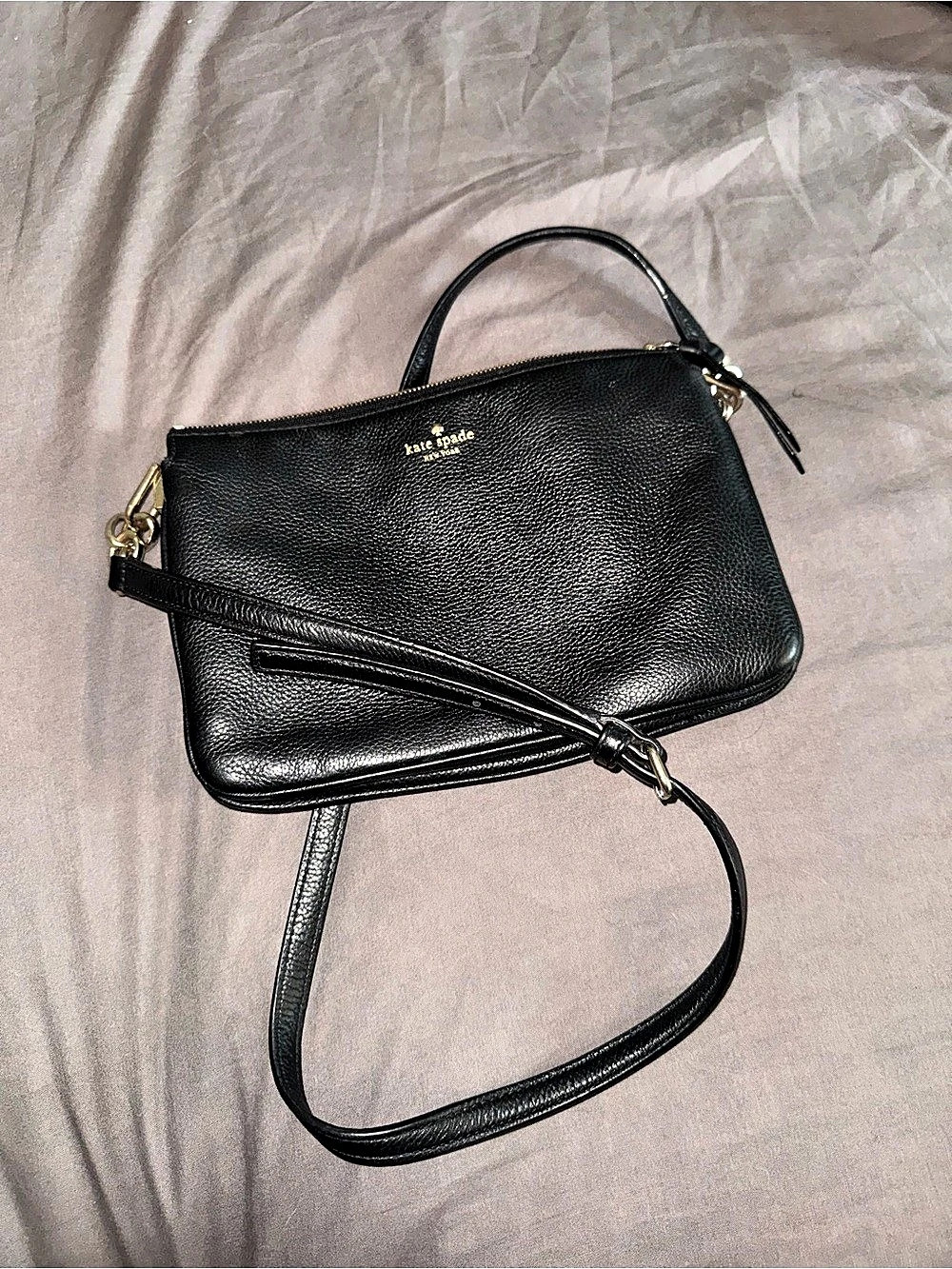 Kate Spade Hudson Double Zip Crossbody Black Bag